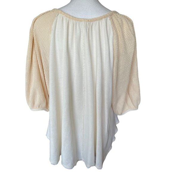 We The Free Sz Small Top Oversized Off White Cream Knit Cotton Boho Peasant - Picture 2 of 12